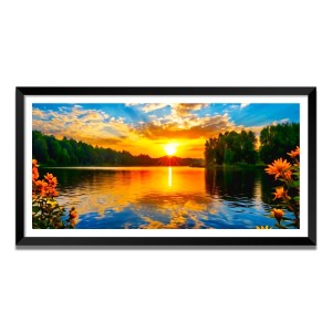 Nature Landscape Floating Frame Scenery Digital Print - (I5667) - 24x36 inch Modern Nature Wall Art for Living Room, Bedroom, Office, Hotels, Drawing Room