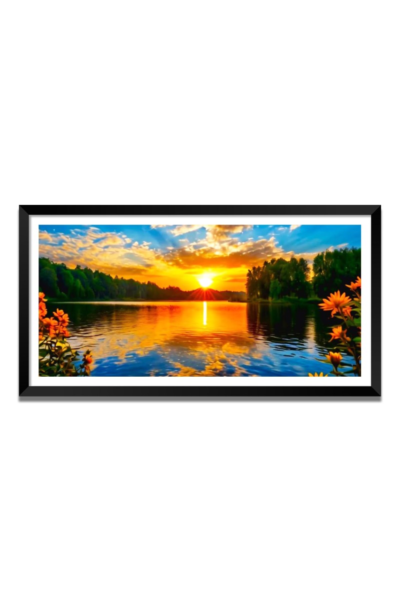 Nature Landscape Floating Frame Scenery Digital Print - (I5667) - 24x36 inch Modern Nature Wall Art for Living Room, Bedroom, Office, Hotels, Drawing Room