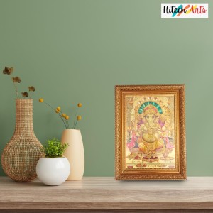 Hi Tech Sales Lord Ganesha Golden Framed Divine Wall Art for Home and Office Décor Spiritual Gift Item (Pack of 1)