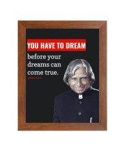 A P J Abdul Kalam & Famous Quote Brown Frame, 10x14InchesInspirational Wall Art for Office, Home DecorIdeal Spiritual Gift