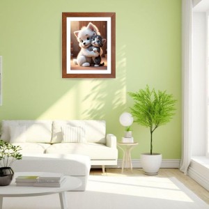 AI Funny Cute Dog & Cat Art Picture for Kids - 18x22 inches, Brown Color - Perfect Wall Decor for Children's Room