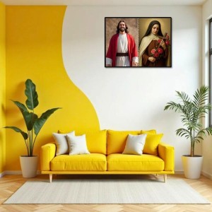 Jesus Christ-St. Therese Of Lisieux Laminated Photo - 7x9 Inches, Divine Blessings For Home & Office And Temple Decoration (F16408)