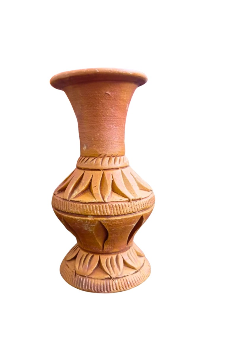 Terracotta Flower Vase 5 x 2 Inches – Handcrafted Mini Vase for Home Decor, Tabletop Centerpiece, Rustic Terracotta Pot for Indoor & Outdoor Use