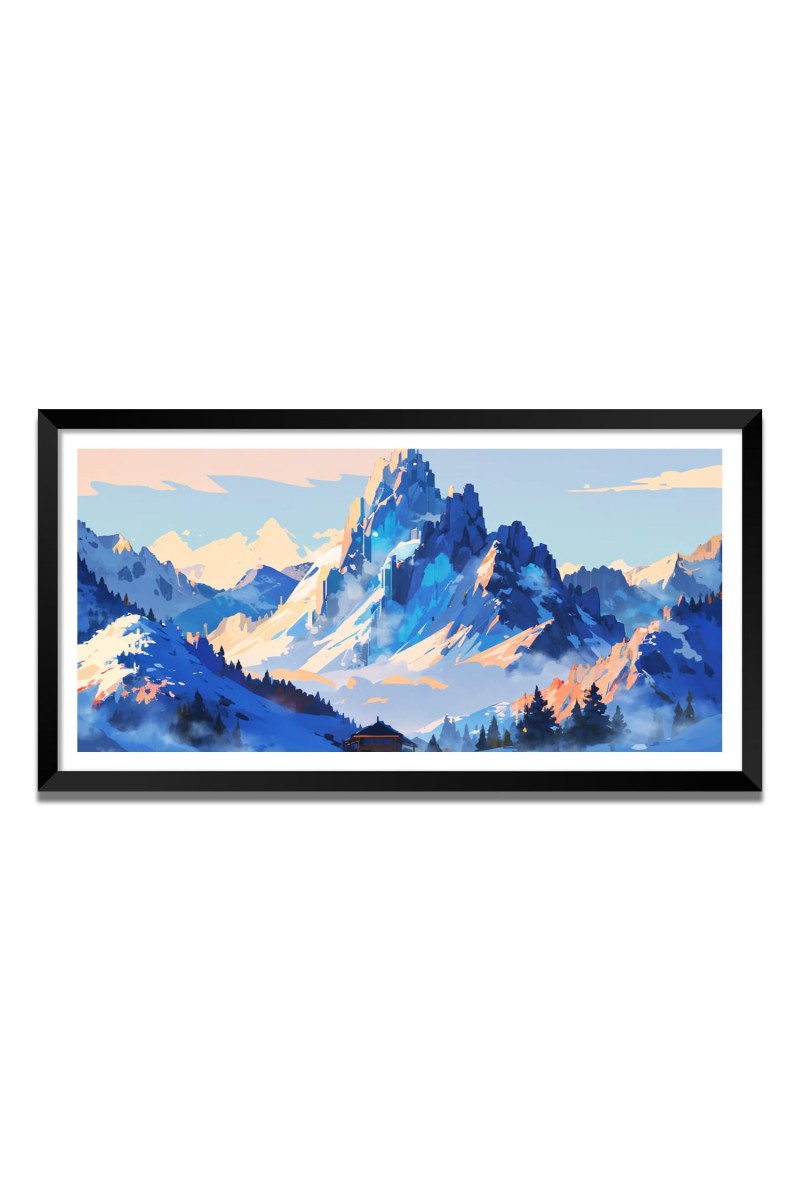 Nature Landscape Floating Frame Scenery Digital Print - (I5679) - 18x36 inch Modern Nature Wall Art for Living Room, Bedroom, Office, Hotels, Drawing Room