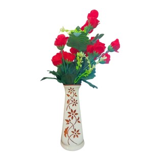 Ceramic Flower Vase for Home Decor | Handcrafted White Vase with Brown Floral Design | Decorative Tabletop & Floor Vase for Living Room, Office & Gifting Ceramic Flower Vase for Home Decor | Handcrafted White Vase with Brown Floral Design | Decorative Tabletop & Floor Vase for Living Room, Office & Gifting