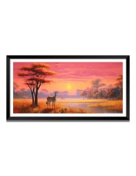 Nature Landscape Floating Frame Scenery Digital Print - (I5649) - 12x24 inch Modern Nature Wall Art for Living Room, Bedroom, Office, Hotels, Drawing Room