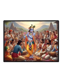 Lord Krishna Laminated Photo - 7x9 Inches, Divine Blessings For Home & Office And Temple Decoration (F16064)