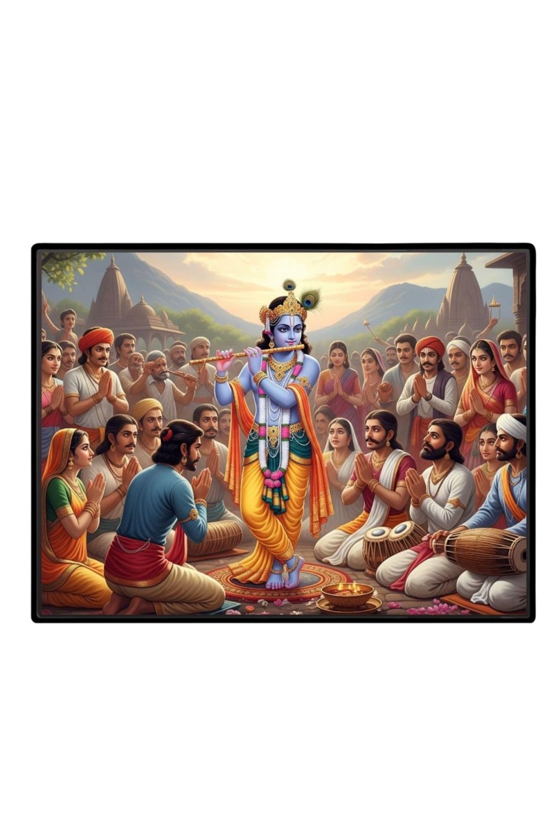 Lord Krishna Laminated Photo - 7x9 Inches, Divine Blessings For Home & Office And Temple Decoration (F16064)