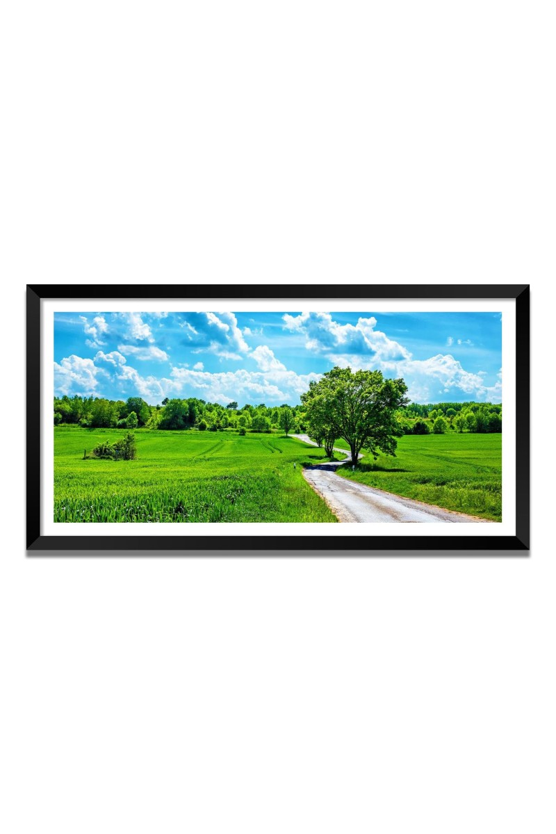 Nature Landscape Floating Frame Scenery Digital Print - (I5827) - 24x48 inch Modern Nature Wall Art for Living Room, Bedroom, Office, Hotels, Drawing Room
