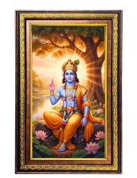 Lord Krishna Digital Golden Balck Color Photo Frame | Hindu Religious Wall Decor | 16x22 Inches - Inspirational Wall Art For Office, Home Decor - Ideal Spiritual Gift (F16857)