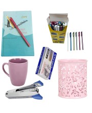 Combo of Exclusive Diary, Fort Ball Pen Box, Coffee Mug, Metal Pen Holder, Stapler & Pins (Office Combo/Writing Combo) Combo of Exclusive Diary, Fort Ball Pen Box, Coffee Mug, Metal Pen Holder, Stapler & Pins (Office Combo/Writing Combo)