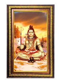 Lord Shiva Digital Golden Balck Color Photo Frame | Hindu Religious Wall Decor | 16x22 Inches - Inspirational Wall Art For Office, Home Decor - Ideal Spiritual Gift (F16543)