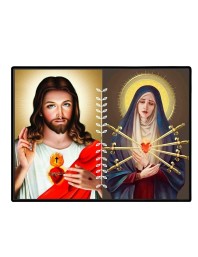 Jesus And Immaculate Heart Of Mary Laminated Photo - 11x13 Inches, Divine Blessings For Home & Office And Temple Decoration (F16184)