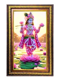 Lord Krishna Digital Golden Balck Color Photo Frame | Hindu Religious Wall Decor | 12x18 Inches - Inspirational Wall Art For Office, Home Decor - Ideal Spiritual Gift (F16685)