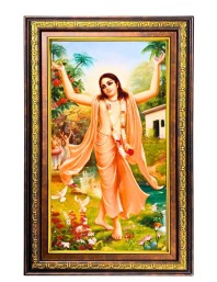 Sri Chaitanya Mahaprabhu Digital Golden Balck Color Photo Frame | Hindu Religious Wall Decor | 10x16 Inches - Inspirational Wall Art For Office, Home Decor - Ideal Spiritual Gift (F16778)