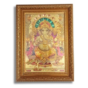 Hi Tech Sales Lord Ganesha Golden Framed Divine Wall Art for Home and Office Décor Spiritual Gift Item (Pack of 1)
