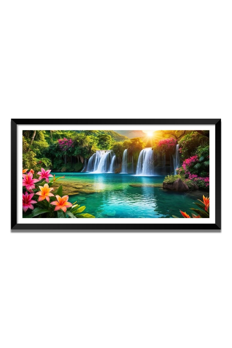 Nature Landscape Floating Frame Scenery Digital Print - (I5783) - 24x36 inch Modern Nature Wall Art for Living Room, Bedroom, Office, Hotels, Drawing Room