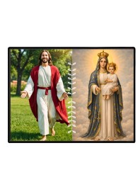 Jesus Immaculate Heart Of Mary Laminated Photo - 11x13 Inches, Divine Blessings For Home & Office And Temple Decoration (F16245)