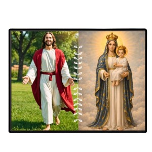 Jesus Immaculate Heart Of Mary Laminated Photo - 11x13 Inches, Divine Blessings For Home & Office And Temple Decoration (F16245)