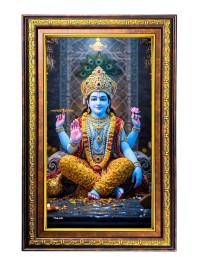 Lord Vishnu Digital Golden Balck Color Photo Frame | Hindu Religious Wall Decor | 12x18 Inches - Inspirational Wall Art For Office, Home Decor - Ideal Spiritual Gift (F16863)