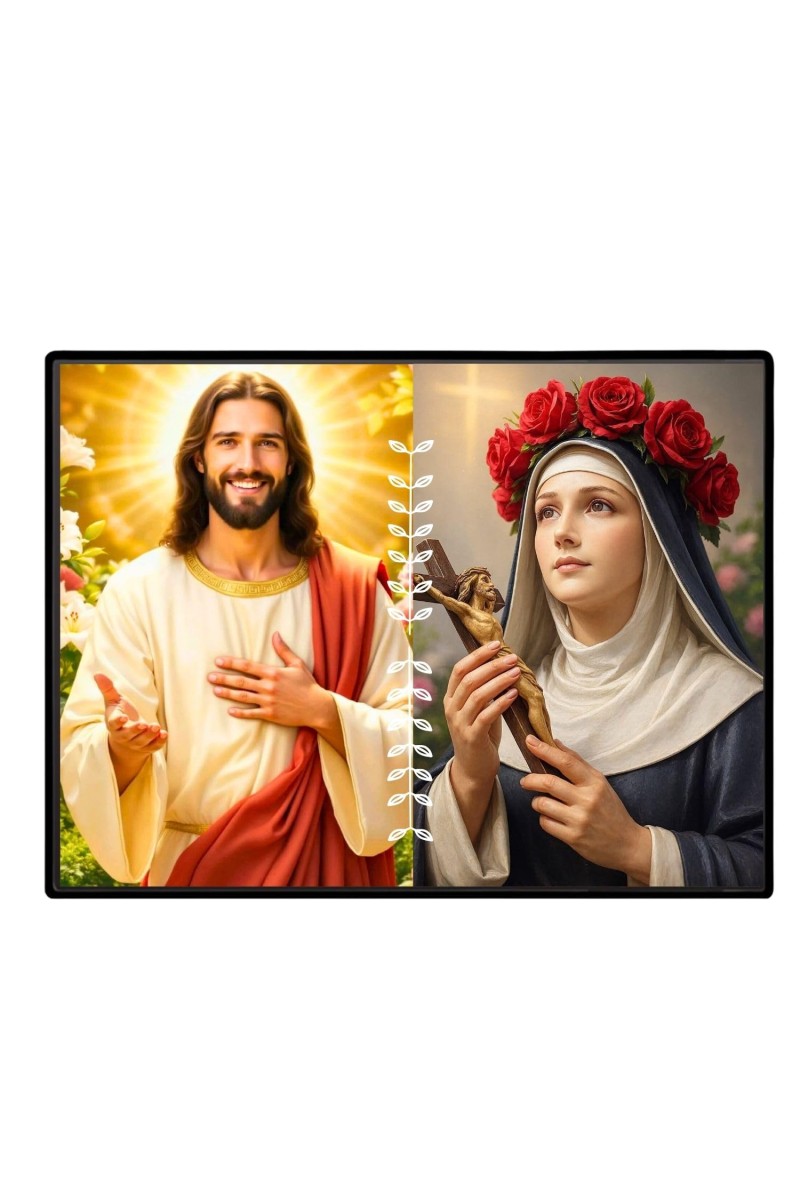Jesus Christ-St. Therese Of Lisieux Laminated Photo - 7x9 Inches, Divine Blessings For Home & Office And Temple Decoration (F16246)