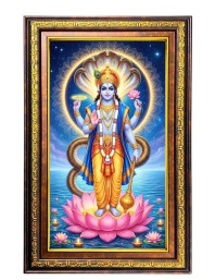 Lord Vishnu Digital Golden Balck Color Photo Frame | Hindu Religious Wall Decor | 16x22 Inches - Inspirational Wall Art For Office, Home Decor - Ideal Spiritual Gift (F16519)
