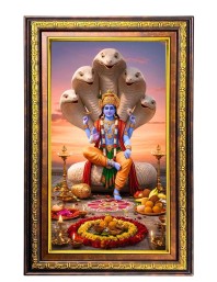 Lord Vishnu Digital Golden Balck Color Photo Frame | Hindu Religious Wall Decor | 12x18 Inches - Inspirational Wall Art For Office, Home Decor - Ideal Spiritual Gift (F16867)