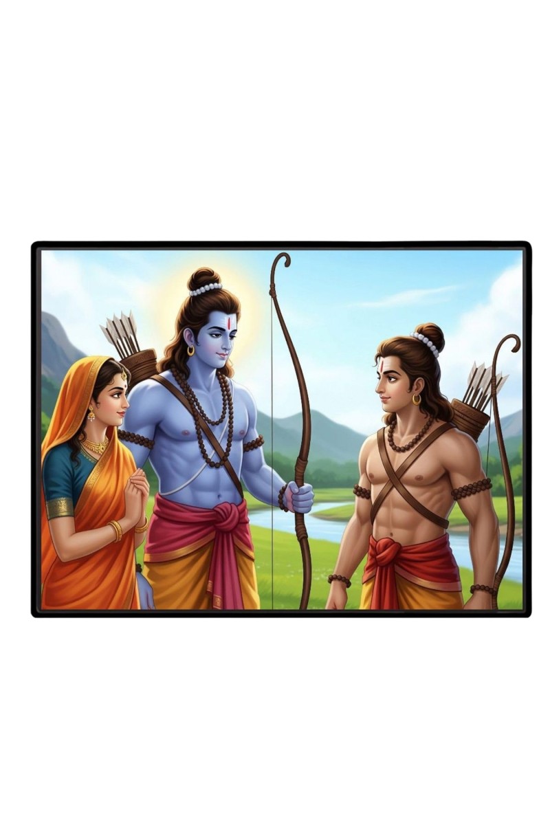 Lord RamSiya Laminated Photo - 9x11 Inches, Divine Blessings For Home & Office And Temple Decoration (F16099)