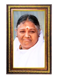 Sri Mata Amritanandamayi Devi Digital Golden Balck Color Photo Frame | Hindu Religious Wall Decor | 14x20 Inches - Inspirational Wall Art For Office, Home Decor - Ideal Spiritual Gift (F16634)