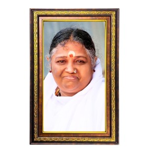 Sri Mata Amritanandamayi Devi Digital Golden Balck Color Photo Frame | Hindu Religious Wall Decor | 14x20 Inches - Inspirational Wall Art For Office, Home Decor - Ideal Spiritual Gift (F16634)