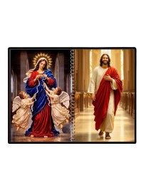Jesus Christ-Virgin Mary Laminated Photo - 7x9 Inches, Divine Blessings For Home & Office And Temple Decoration (F16395)