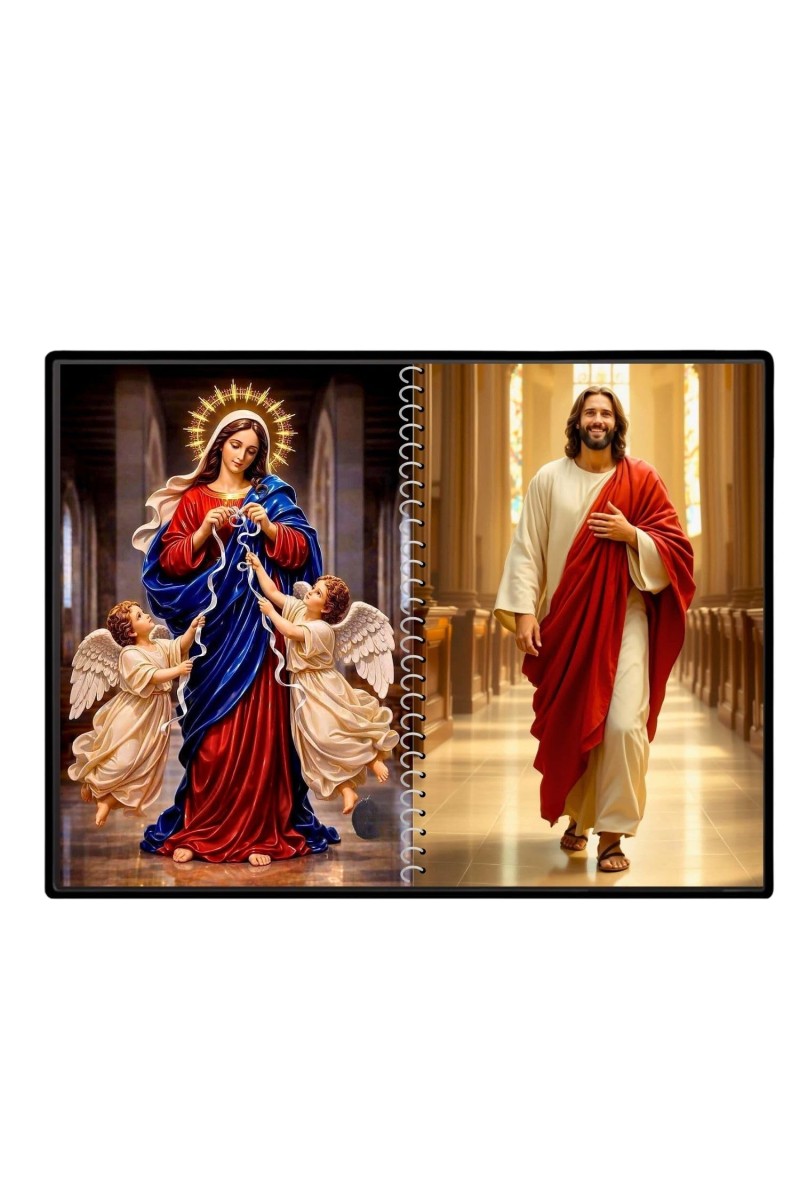 Jesus Christ-Virgin Mary Laminated Photo - 7x9 Inches, Divine Blessings For Home & Office And Temple Decoration (F16395)