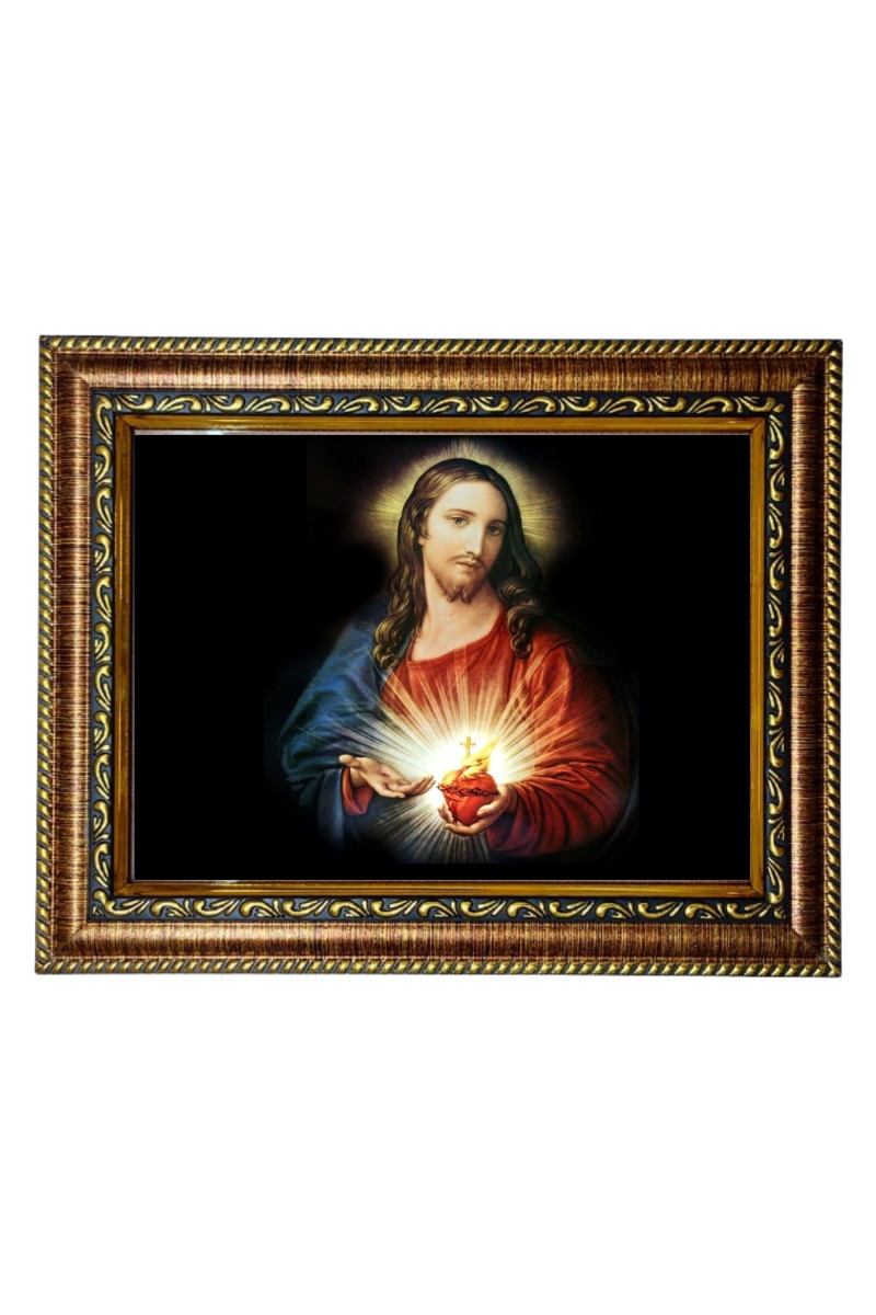 HiTech SalesSacred Heart of Jesus photo frame deity wall art sacred heart image icon religious deity for Office, Wall/Table, Study room & living room, gifts | PVC Frame & Front Face - Glass (12 x 10)