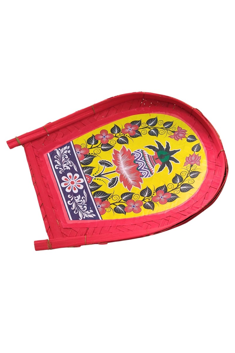 Handicrafts Bamboo Kulo Tray &ndash; Handmade & Hand-Painted Bamboo Soop/Basket for Puja, Home Decor, Storage & Gifting | Eco-Friendly Traditional Bengali Tray à¦¬à¦¾à¦à¦¶à§‡à¦° à¦•à§à¦²à§‹ (13 x 17 inch)