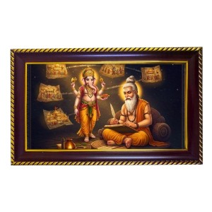 Lord Ganesh Photo Frame 10x6 Inch | Glossy Maroon Polystyrene Frame | Divine Wall & Table Decor | Temple Decoration & Gift Item (Pack Of 1) (F20478)