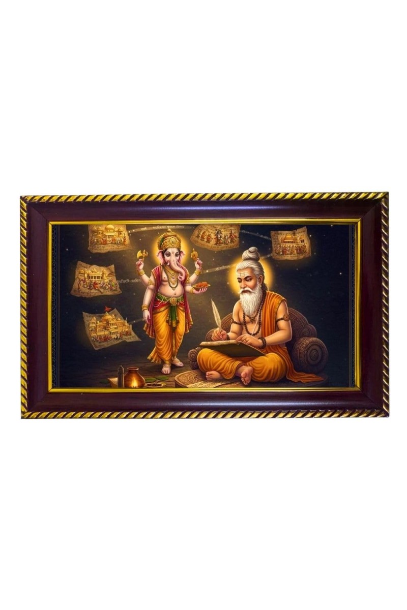 Lord Ganesh Photo Frame 10x6 Inch | Glossy Maroon Polystyrene Frame | Divine Wall & Table Decor | Temple Decoration & Gift Item (Pack Of 1) (F20478)