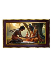 Lord Ekalavya Photo Frame 12x8 Inch | Glossy Maroon Polystyrene Frame | Divine Wall & Table Decor | Temple Decoration & Gift Item (Pack Of 1) (F20436)
