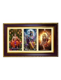 Ram-Krishna-Narshima Photo Frame 12x8 Inch | Glossy Maroon Polystyrene Frame | Divine Wall & Table Decor | Temple Decoration & Gift Item (Pack Of 1) (F21480)