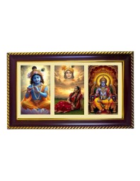 Krishna-RadhaRam Photo Frame 8x4 Inch | Glossy Maroon Polystyrene Frame | Divine Wall & Table Decor | Temple Decoration & Gift Item (Pack Of 1) (F21077)
