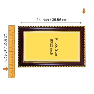 Krishna-Radha-Ganesha Photo Frame 12x8 Inch | Glossy Maroon Polystyrene Frame | Divine Wall & Table Decor | Temple Decoration & Gift Item (Pack Of 1) (F20936)