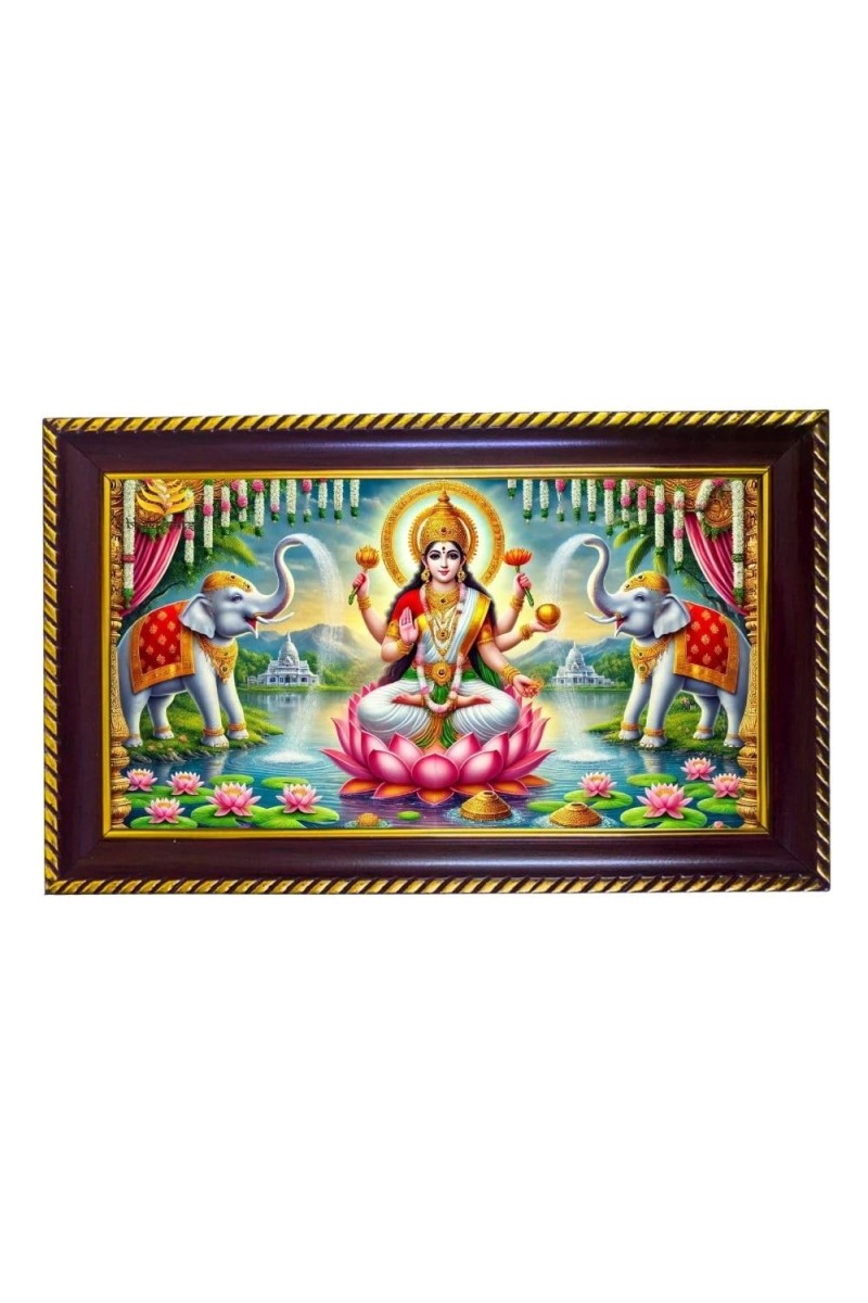 Mata Saraswati Photo Frame 8x4 Inch | Glossy Maroon Polystyrene Frame | Divine Wall & Table Decor | Temple Decoration & Gift Item (Pack Of 1) (F20594)
