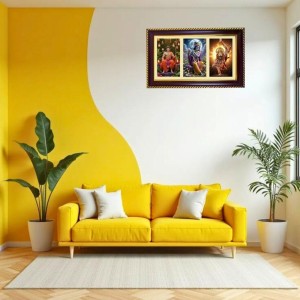 Ram-Krishna-Narshima Photo Frame 12x8 Inch | Glossy Maroon Polystyrene Frame | Divine Wall & Table Decor | Temple Decoration & Gift Item (Pack Of 1) (F21480)