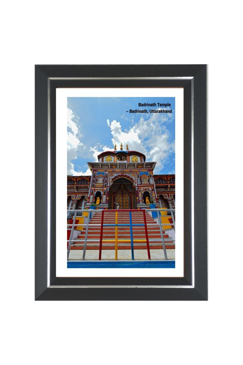 Bardrinath Temple Photo - Brown Color Frame, 10x14 Inch | Premium Quality Print |  Perfect for Home and Office Wall Decoration