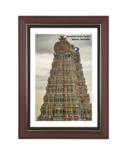 Meenakshi Amman Temple Photo - Brown Color Frame, 10x14 Inch | Premium Quality Print |  Perfect for Home and Office Wall Decoration