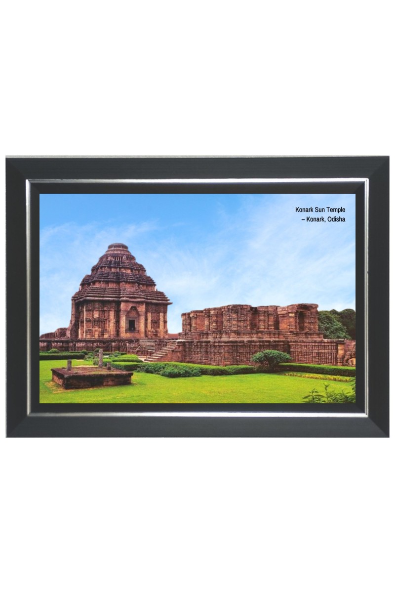 Konark Sun Temple Photo - Brown Color Frame, 10x14 Inch | Premium Quality Print |  Perfect for Home and Office Wall Decoration