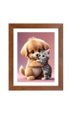AI Funny AI Funny Cute Dog & Cat  Art Picture for Kids Art Picture for Kids - 10x14 inches, Brown Color - Perfect Wall Decor for Children's Room
