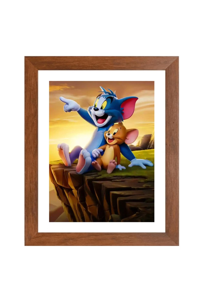 AI Funny AI Funny Tom & Jerry  Art Picture for Kids Art Picture for Kids - 10x14 inches, Brown Color - Perfect Wall Decor for Children's Room