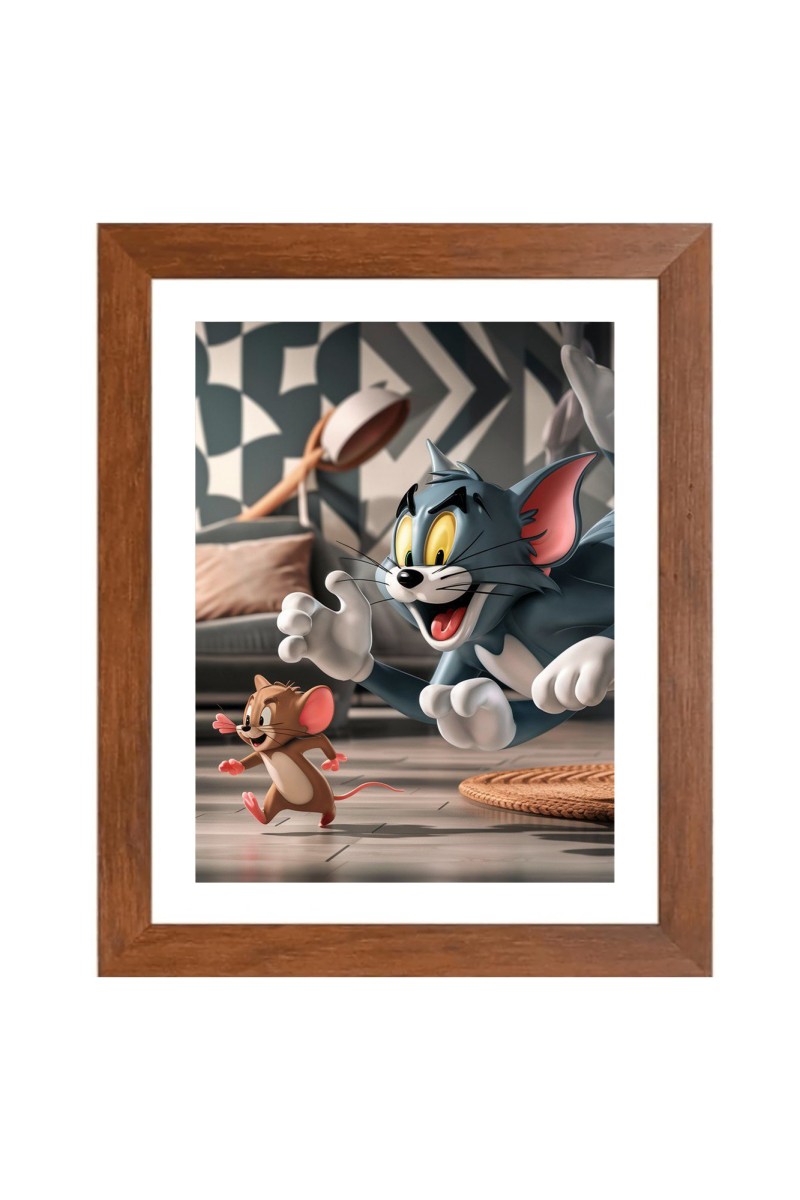 AI Funny AI Funny Tom & Jerry  Art Picture for Kids Art Picture for Kids - 10x14 inches, Brown Color - Perfect Wall Decor for Children's Room
