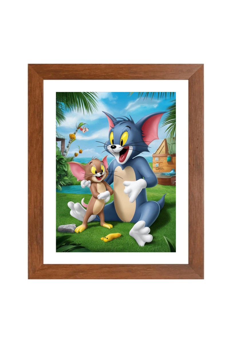 AI Funny AI Funny Tom & Jerry  Art Picture for Kids Art Picture for Kids - 10x14 inches, Brown Color - Perfect Wall Decor for Children's Room