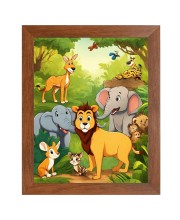 AI Funny AI Funny Lion and elephant & birds, Rabbit Art Picture for Kids Art Picture for Kids - 10x14 inches, Brown Color - Perfect Wall Decor for Children's Room